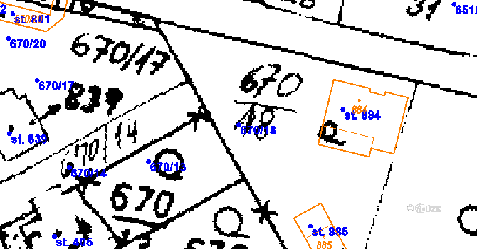 Parcela st. 670/18 v KÚ Zlonice, Katastrální mapa