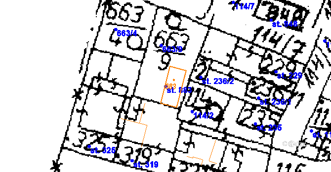 Parcela st. 883 v KÚ Zlonice, Katastrální mapa