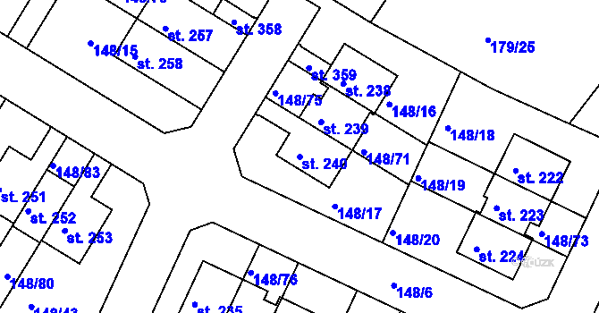 Parcela st. 240 v KÚ Zlonín, Katastrální mapa