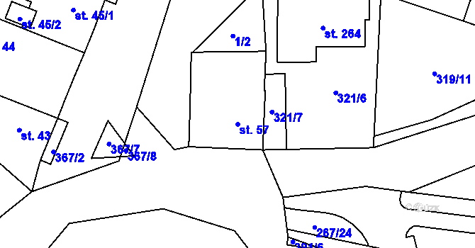 Parcela st. 57 v KÚ Zlonín, Katastrální mapa