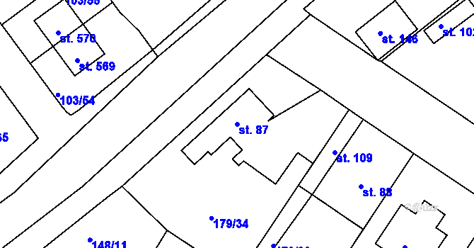 Parcela st. 87 v KÚ Zlonín, Katastrální mapa