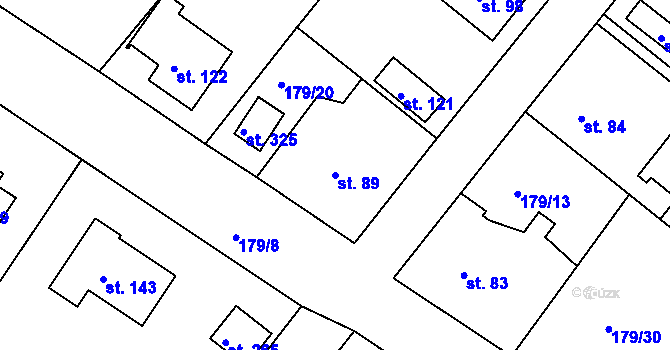 Parcela st. 89 v KÚ Zlonín, Katastrální mapa