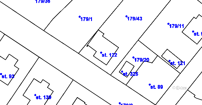 Parcela st. 122 v KÚ Zlonín, Katastrální mapa