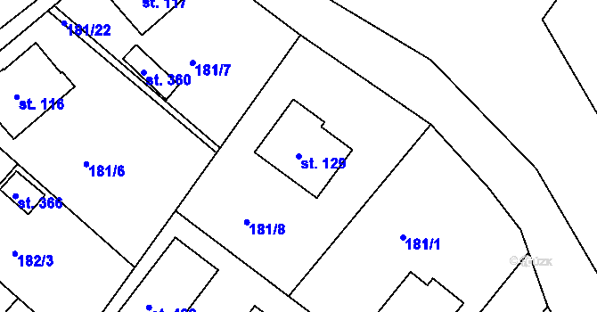 Parcela st. 129 v KÚ Zlonín, Katastrální mapa