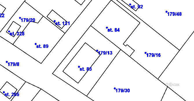 Parcela st. 179/13 v KÚ Zlonín, Katastrální mapa
