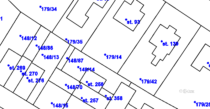 Parcela st. 179/14 v KÚ Zlonín, Katastrální mapa