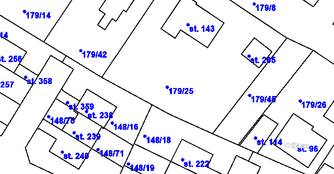 Parcela st. 179/25 v KÚ Zlonín, Katastrální mapa