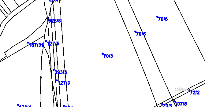 Parcela st. 70/3 v KÚ Zlonín, Katastrální mapa