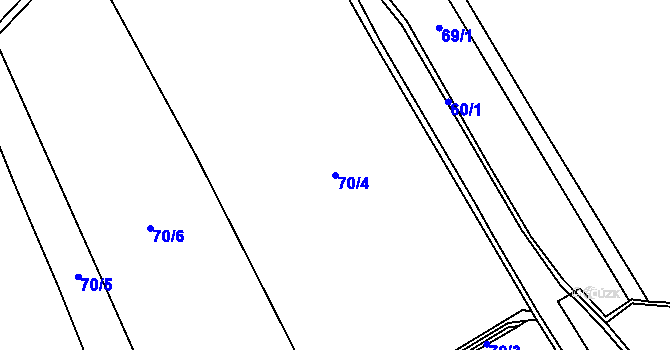 Parcela st. 70/4 v KÚ Zlonín, Katastrální mapa