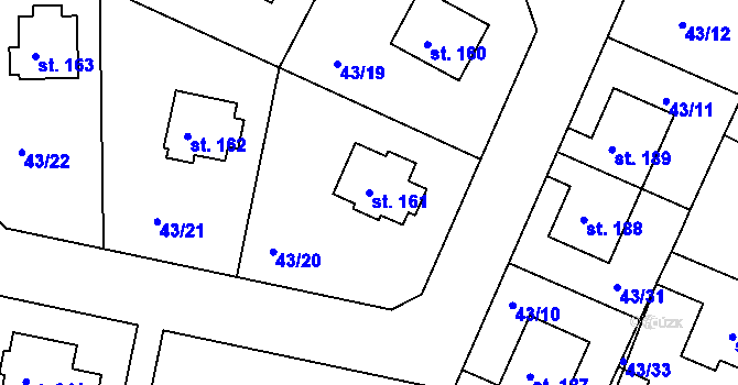 Parcela st. 161 v KÚ Zlonín, Katastrální mapa