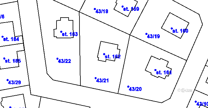 Parcela st. 162 v KÚ Zlonín, Katastrální mapa