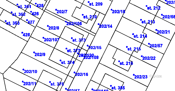 Parcela st. 202/15 v KÚ Zlonín, Katastrální mapa
