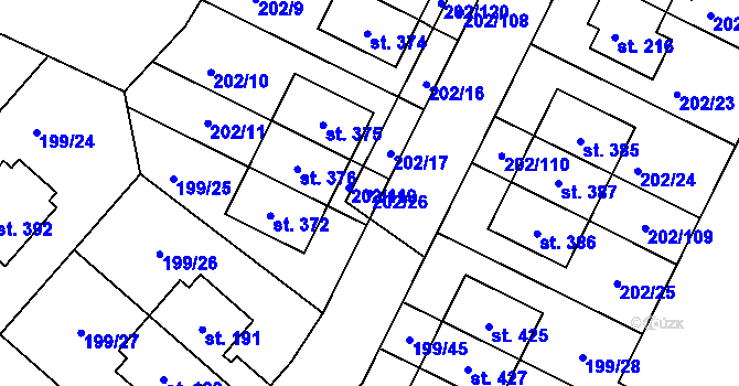 Parcela st. 202/26 v KÚ Zlonín, Katastrální mapa