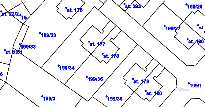 Parcela st. 178 v KÚ Zlonín, Katastrální mapa