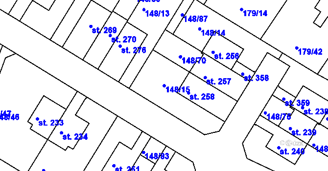Parcela st. 148/15 v KÚ Zlonín, Katastrální mapa