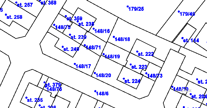 Parcela st. 148/19 v KÚ Zlonín, Katastrální mapa