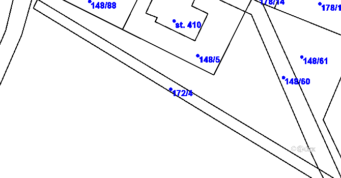 Parcela st. 172/4 v KÚ Zlonín, Katastrální mapa