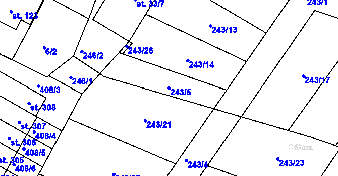 Parcela st. 243/5 v KÚ Zlonín, Katastrální mapa
