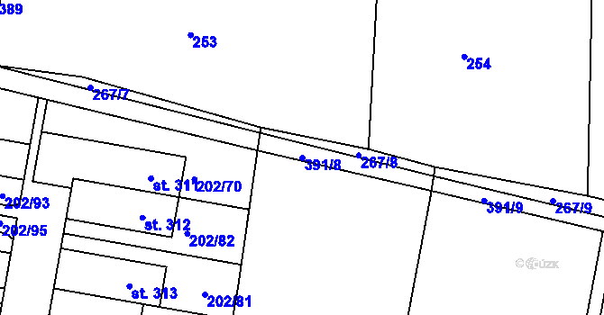 Parcela st. 391/8 v KÚ Zlonín, Katastrální mapa