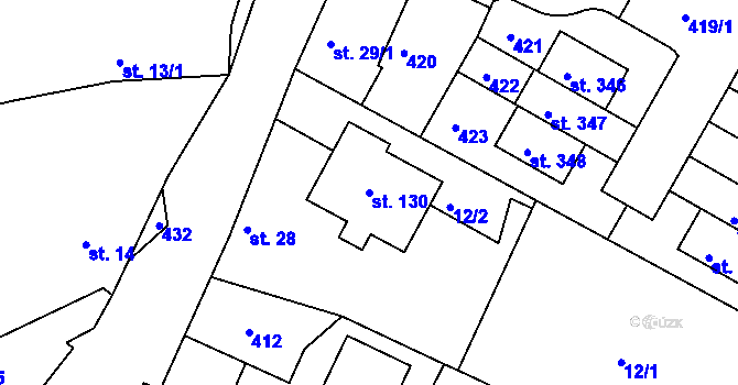 Parcela st. 130 v KÚ Zlonín, Katastrální mapa