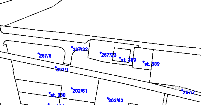 Parcela st. 267/23 v KÚ Zlonín, Katastrální mapa
