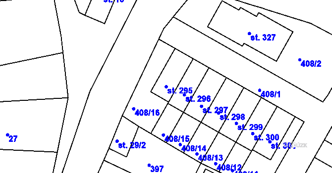Parcela st. 295 v KÚ Zlonín, Katastrální mapa