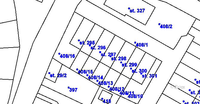 Parcela st. 297 v KÚ Zlonín, Katastrální mapa