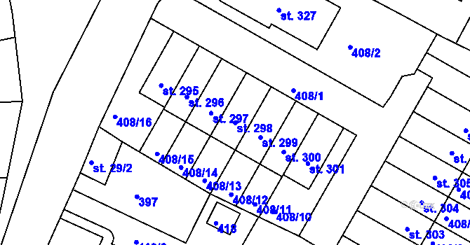 Parcela st. 298 v KÚ Zlonín, Katastrální mapa