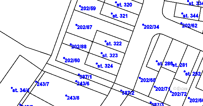 Parcela st. 323 v KÚ Zlonín, Katastrální mapa