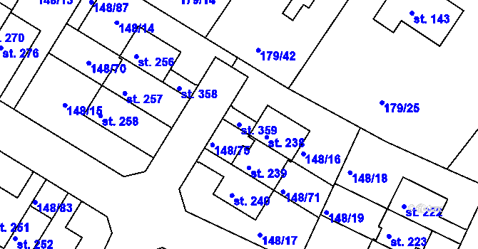 Parcela st. 359 v KÚ Zlonín, Katastrální mapa