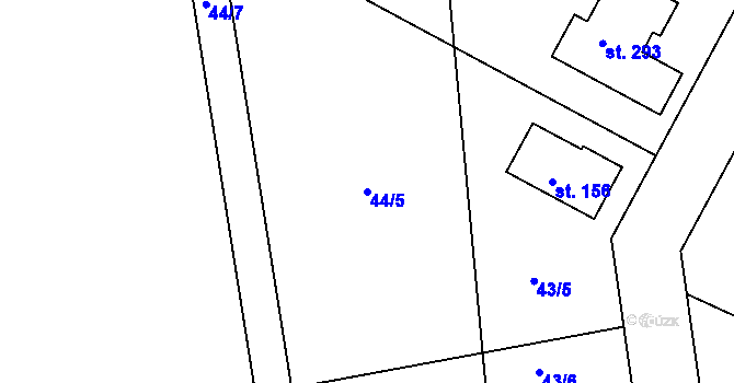 Parcela st. 44/5 v KÚ Zlonín, Katastrální mapa
