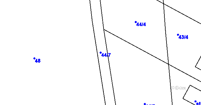 Parcela st. 44/7 v KÚ Zlonín, Katastrální mapa