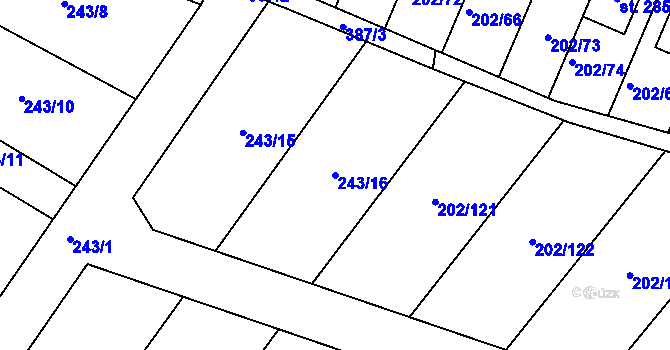 Parcela st. 243/16 v KÚ Zlonín, Katastrální mapa