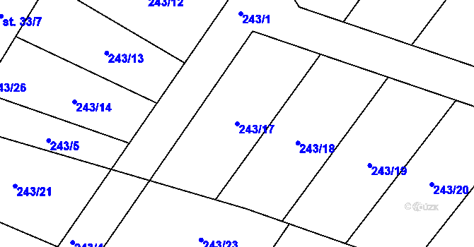 Parcela st. 243/17 v KÚ Zlonín, Katastrální mapa