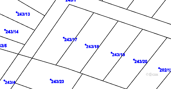 Parcela st. 243/18 v KÚ Zlonín, Katastrální mapa