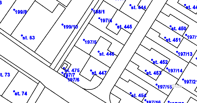Parcela st. 446 v KÚ Zlonín, Katastrální mapa