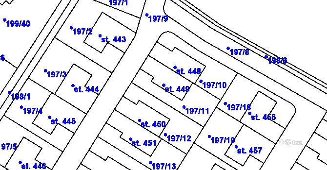 Parcela st. 449 v KÚ Zlonín, Katastrální mapa