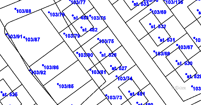 Parcela st. 528 v KÚ Zlonín, Katastrální mapa