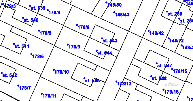 Parcela st. 544 v KÚ Zlonín, Katastrální mapa