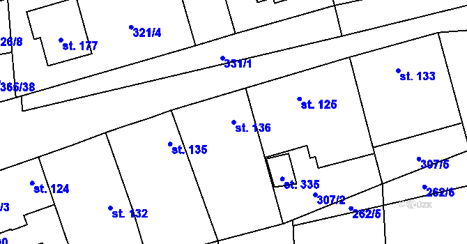 Parcela st. 136 v KÚ Zlosyň, Katastrální mapa