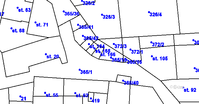 Parcela st. 166 v KÚ Zlosyň, Katastrální mapa