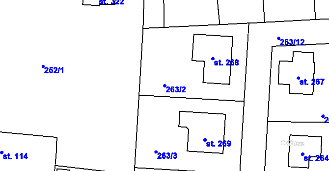 Parcela st. 263/2 v KÚ Zlosyň, Katastrální mapa