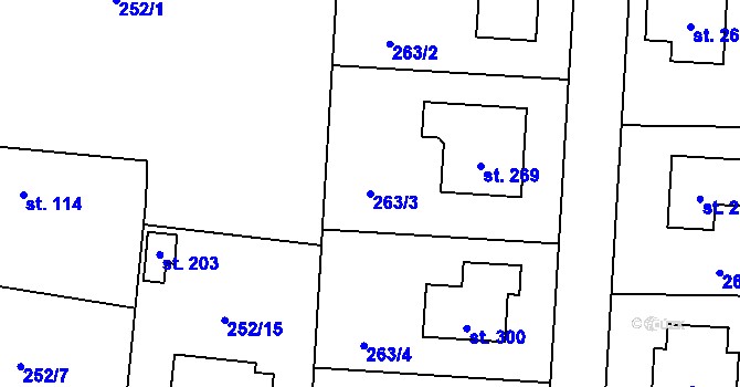 Parcela st. 263/3 v KÚ Zlosyň, Katastrální mapa