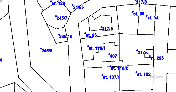 Parcela st. 110/1 v KÚ Zlosyň, Katastrální mapa