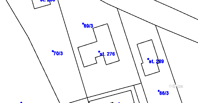 Parcela st. 276 v KÚ Zlosyň, Katastrální mapa