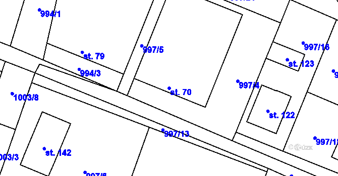 Parcela st. 70 v KÚ Zlukov, Katastrální mapa