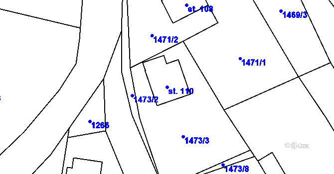 Parcela st. 110 v KÚ Zlukov, Katastrální mapa