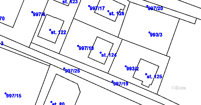 Parcela st. 124 v KÚ Zlukov, Katastrální mapa