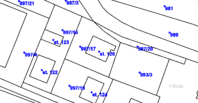 Parcela st. 126 v KÚ Zlukov, Katastrální mapa