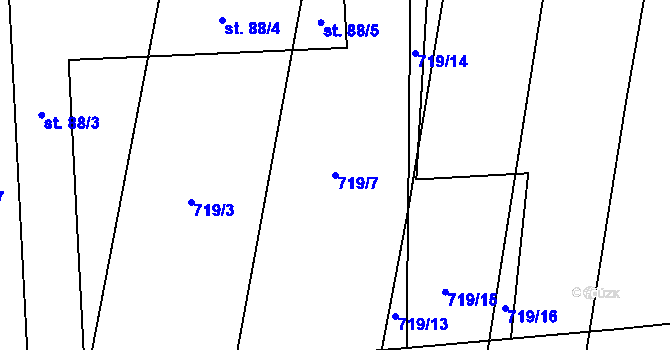 Parcela st. 719/7 v KÚ Zlukov, Katastrální mapa
